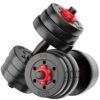 FitBox Sports Intruder 20 Kg Adjustable PVC Dumbbells Weights With Dumbbells Rods For Home Gym & Strength Training, 10 Kg X 2 (Black)