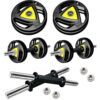 Symactive Professional Metal Integrated Rubber Adjustable 20 Kg Dumbbells Fitness Kit for Full Body Workout (5x4 Rubber Weight, 14'' Dumbbell Rods Pair & Nuts), Multicolor